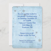 Invitation arbre de Noël bleu avec des flocons de neige argen (Dos)