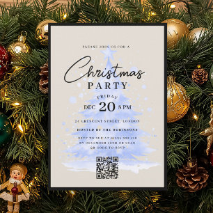 Invitation Arbre de Noël BLEU de la Marine Fête de Noël