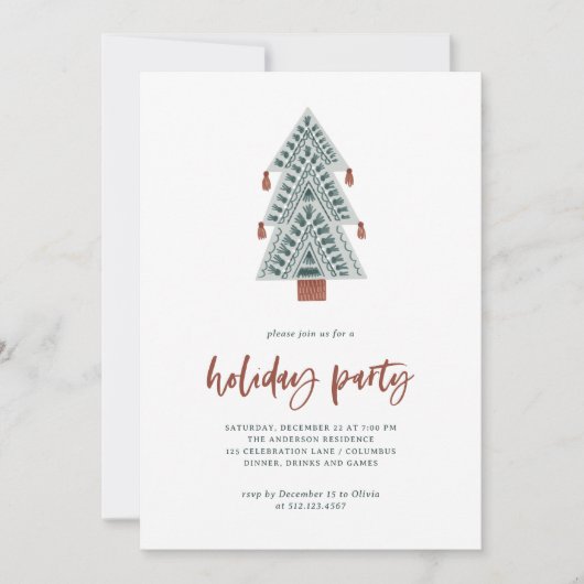 Invitation Arbre de Noël Boho | Fête de vacances (Devant)