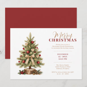 Invitation Arbre de Noël botanique charmant aux baies rouges