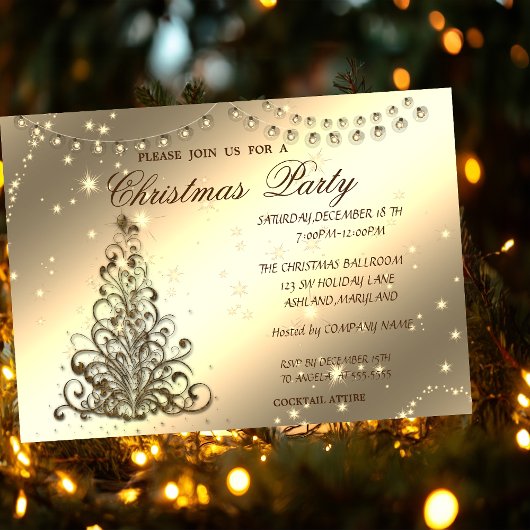 Invitation Arbre de Noël, Brillant, Fête de Noël d'entreprise