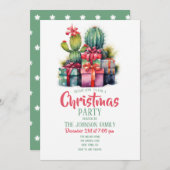 Invitation Arbre de Noël Cactus Aquarelle (Devant / Derrière)