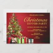 Invitation Arbre de Noël classique | Red Holiday Dinner Party (Devant)
