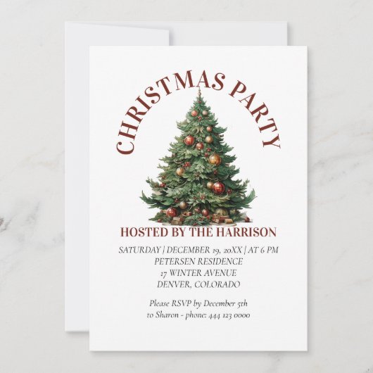 Invitation Arbre de Noël classique rétro (Devant)