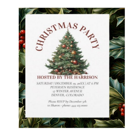 Invitation Arbre de Noël classique rétro