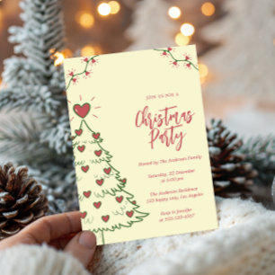 Invitation Arbre de Noël Coeur Fantaisie Fête de Noël