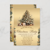 Invitation Arbre de Noël, cônes de pin Compagnie de Noël (Devant / Derrière)