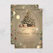Invitation Arbre de Noël, cônes de pins Étoiles Compagnie de  (Devant / Derrière)