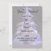 Invitation Arbre de Noël couvert de neige brillante (Dos)