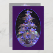 Invitation Arbre de Noël couvert de neige brillante (Devant / Derrière)