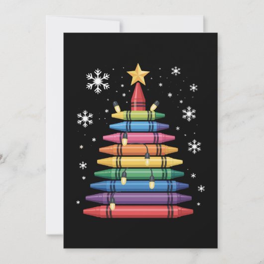 Invitation Arbre de Noël Crayon Art Professeur École Xmas (Devant)