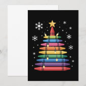 Invitation Arbre de Noël Crayon Art Professeur École Xmas (Devant / Derrière)