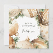 Invitation Arbre de Noël crème et or (Devant)