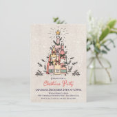 Invitation Arbre de Noël de fête de bouteille de vin (Debout devant)