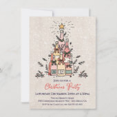 Invitation Arbre de Noël de fête de bouteille de vin (Devant)