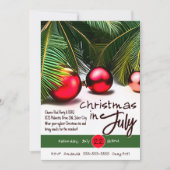 Invitation Arbre de Noël de Juillet Palmier Ornements Rouges  (Devant)