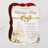 Invitation Arbre de Noël des étoiles chics, Bow, Rouge, Fête  (Devant / Derrière)