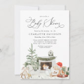 Invitation Arbre de Noël d'hiver Baby shower rustique (Devant)