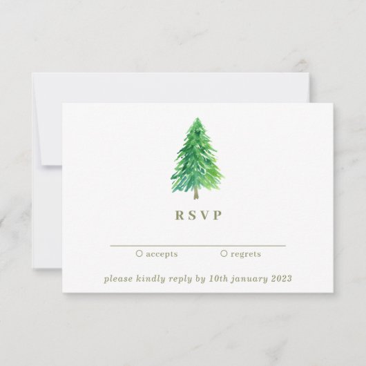 Invitation Arbre de Noël d'hiver Répondre gentiment mariage (Devant)