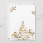 Invitation Arbre de Noël d'or Vacances d'hiver Bébé saupoudré (Dos)
