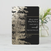Invitation Arbre de Noël doré et noir, mariage rustique en fo (Debout devant)