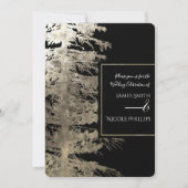 Invitation Arbre de Noël doré et noir, mariage rustique en fo (Devant)