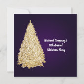 Invitation Arbre de Noël doré Fête des étoiles brillantes vio (Dos)
