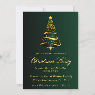 Invitation Arbre de Noël doré minimaliste élégant