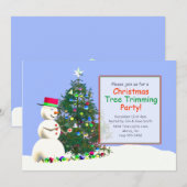 Invitation Arbre de Noël du bonhomme de neige (Devant / Derrière)