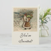 Invitation Arbre de Noël du Père Noël victorien (Debout devant)