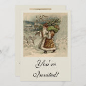 Invitation Arbre de Noël du Père Noël victorien (Devant / Derrière)