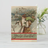 Invitation Arbre de Noël du Père Noël victorien (Debout devant)