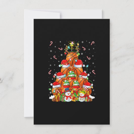 Invitation Arbre de Noël Éclairage Basketball Père Noël Baske (Devant)