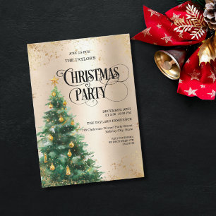 Invitation Arbre de Noël élégant à l'aquarelle