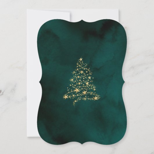 Invitation Arbre de Noël élégant, Bow, Soirée de Noël verte (Dos)