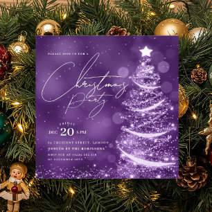 Invitation Arbre de Noël élégant de l'hiver violet Fête