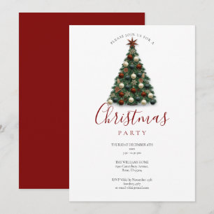 Invitation Arbre de Noël Élégant Fête de Fêtes