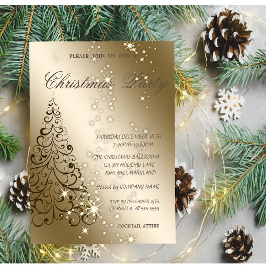 Invitation Arbre de Noël élégant, fête de Noël