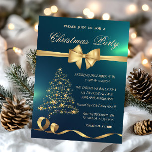 Invitation Arbre de Noël élégant, Fête de Noël verte avec un