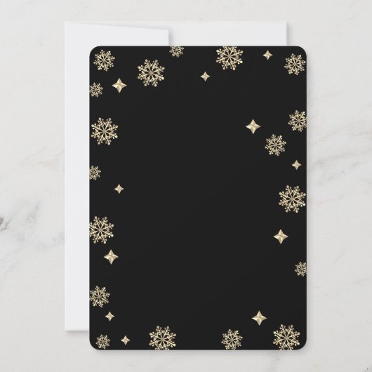 Invitation Arbre de Noël Élégant Noir-Or (Dos)