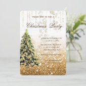 Invitation Arbre de Noël élégant, scintillant, fête de Noël (Debout devant)