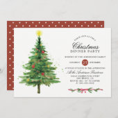 Invitation Arbre de Noël élégant | Soirée (Devant / Derrière)