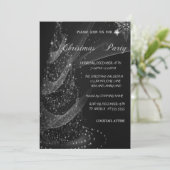 Invitation Arbre de Noël en argent, fête de Noël d'entreprise (Debout devant)