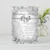 Invitation Arbre de Noël en argent, Fête de Noël en gris cou (Debout devant)