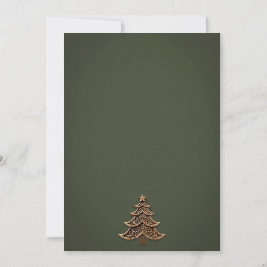 Invitation Arbre de Noël en bois vert scandinave (Dos)