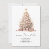 Invitation Arbre de Noël en or rose Enregistrer la date (Devant)
