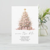 Invitation Arbre de Noël en or rose Enregistrer la date (Debout devant)