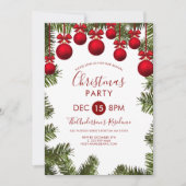 Invitation Arbre De Noël Et Boules Rouges (Devant)