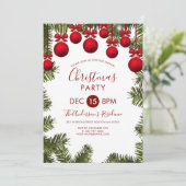 Invitation Arbre De Noël Et Boules Rouges (Debout devant)