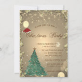 Invitation Arbre de Noël, Etoiles d'or Noël Compagnie fêtée (Devant)